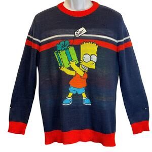 H&M The Simpsons Bart & HO HO HOMER Ugly Christmas Sweater Size Small